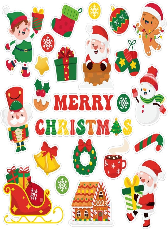 Gilprop 24 Pcs Christmas Thick Gel Clings Xmas Window Gels Decals Stickers Reusable Removable Gingerbread Man Santa Claus Window Cling for Christmas Party Decoration, 1 Sheet - Image 1